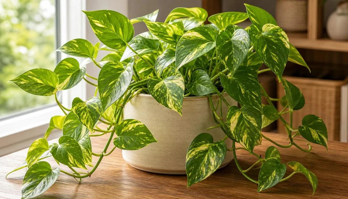 Golden pothos plant photographed for identification